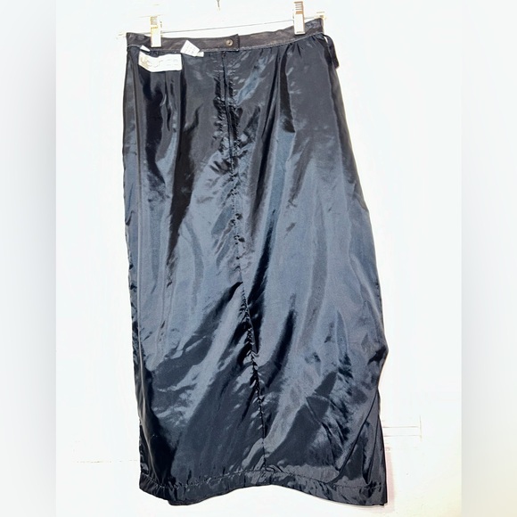 Vintage Laurice Black Leather Midi Side Slit Lined Skirt - Picture 4 of 10